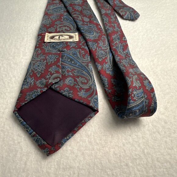 Bert Pulitzer Maroon Blue Paisley Pattern Silk Neck Tie Made in USA 52" X 3.50" - Picture 9 of 9
